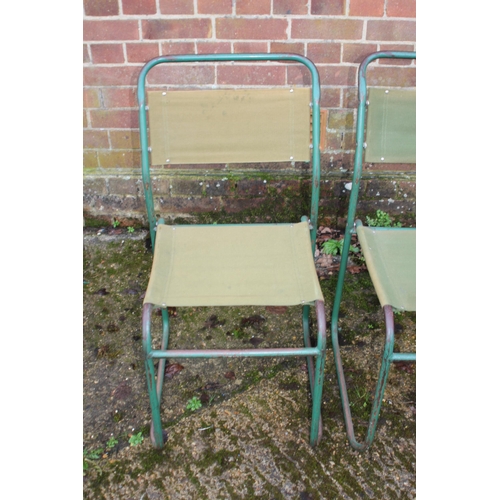 8 - SET OF FOUR VINTAGE RETRO REMPLOY MILITARY GREEN TUBULAR STEEL AND CANVAS STACKABLE CHAIRS
40 X 47 X... 