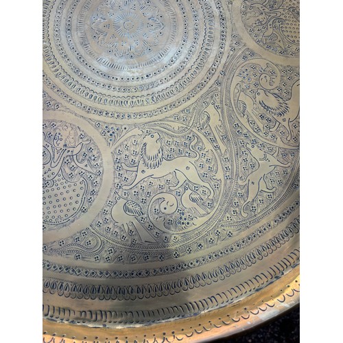 42 - ROUND BRASS TOPPED TABLE 
65 X 58CM