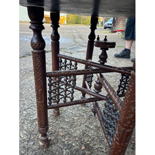 42 - ROUND BRASS TOPPED TABLE 
65 X 58CM