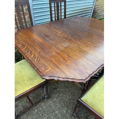 53 - VINTAGE DROP LEAF TABLE AND 6 CHAIRS 
152 BX 106 X 75CM