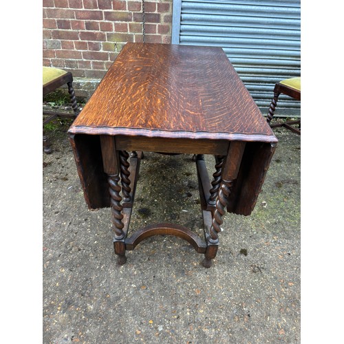 53 - VINTAGE DROP LEAF TABLE AND 6 CHAIRS 
152 BX 106 X 75CM