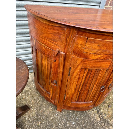 54 - HARDWOOD CABINET AND PAIR OF SIDE TABLES 
88 X 46 X 77CM