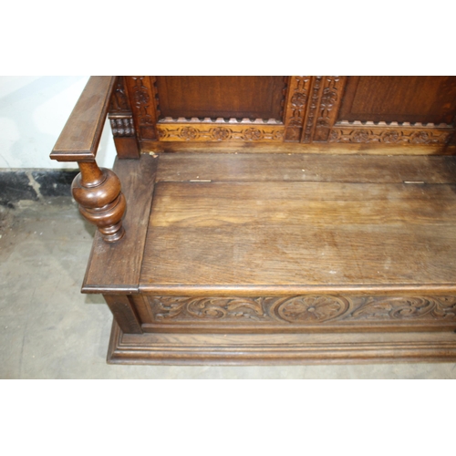 58 - SOLID OAK SETTLE - A/F TO TOP
118 X 48 X 140CM