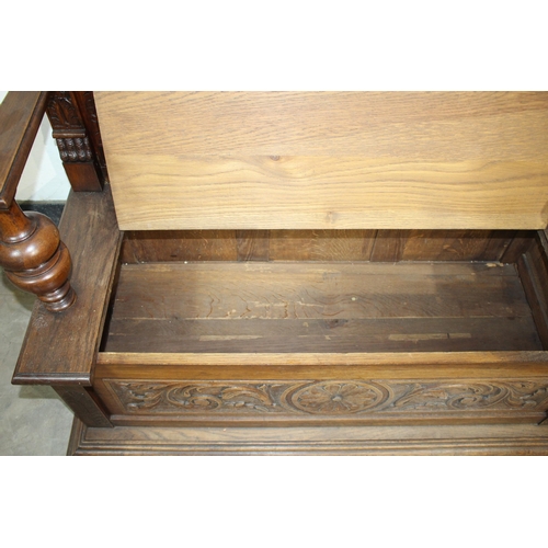 58 - SOLID OAK SETTLE - A/F TO TOP
118 X 48 X 140CM