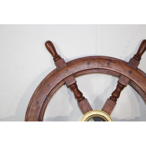 598 - REPRODUCTION SHIP WHEEL AND BAROMETER
64CM