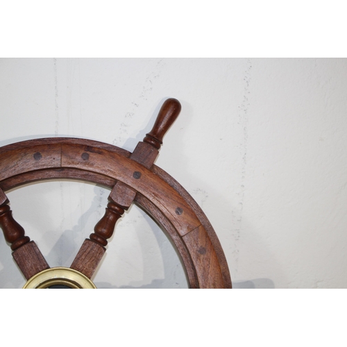 598 - REPRODUCTION SHIP WHEEL AND BAROMETER
64CM