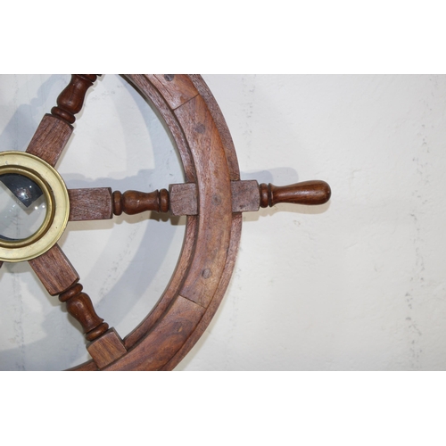 598 - REPRODUCTION SHIP WHEEL AND BAROMETER
64CM