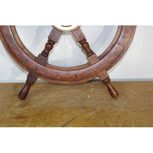 598 - REPRODUCTION SHIP WHEEL AND BAROMETER
64CM