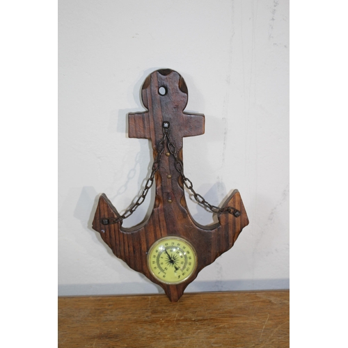 598 - REPRODUCTION SHIP WHEEL AND BAROMETER
64CM