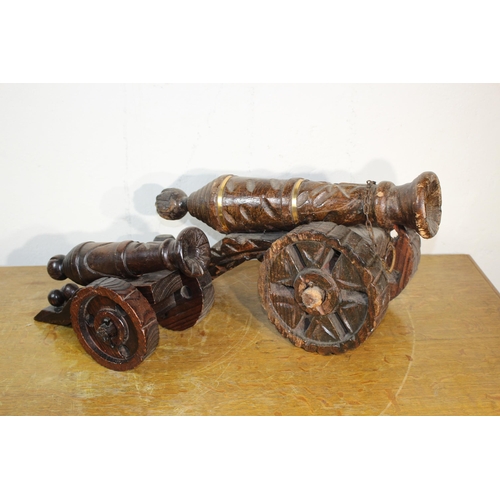 599 - 2 X WOODEN CANNONS 
60CM