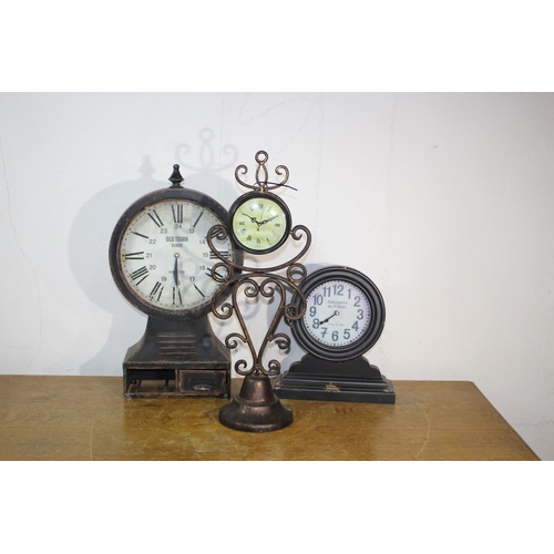 600 - 3 X METAL CLOCKS 
27 X 58CM