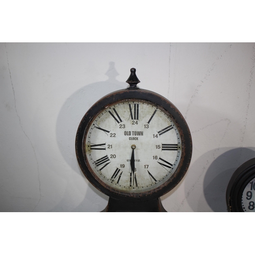 600 - 3 X METAL CLOCKS 
27 X 58CM