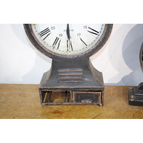 600 - 3 X METAL CLOCKS 
27 X 58CM