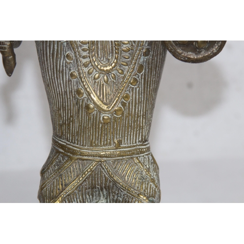 896 - ANTIQUE HEAVY BRASS FIGURE POSSIBLY INDIAN OR MIDDLE EASTERN OF A WARRIOR
37CM