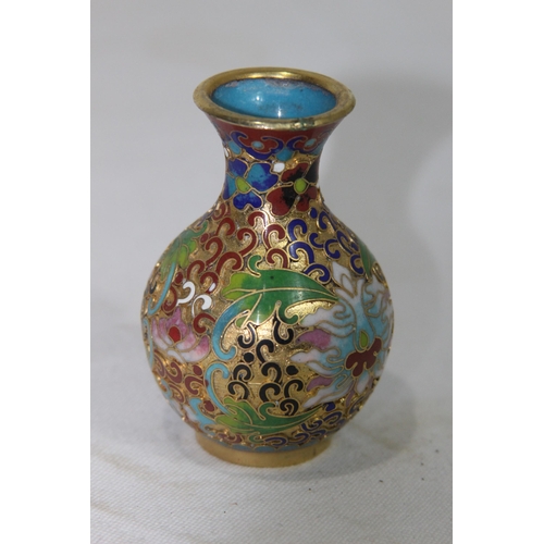 898 - THREE SMALL ORIENTAL CLOISONNÉ ENAMEL VASES
10CM