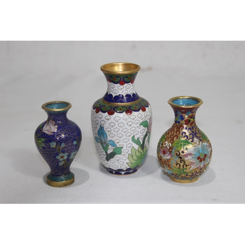 898 - THREE SMALL ORIENTAL CLOISONNÉ ENAMEL VASES
10CM