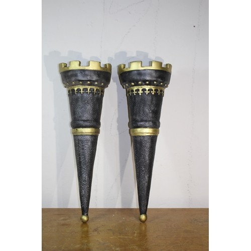 593 - PAIR OF LARGE MEDIEVAL STYLE TORCH HOLDERS 
70CM