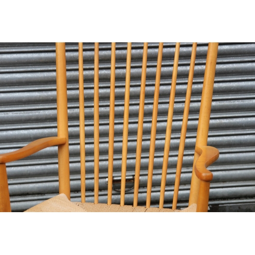 6 - RETRO 1960'S DESIGNED BY HANS J WEGNER FOR FDB MOBLER J16 BEECH AND PAPERCORD ROCKING CHAIR 
66 X 11... 