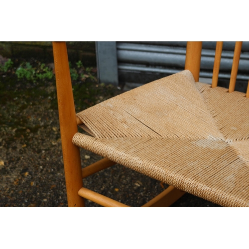 6 - RETRO 1960'S DESIGNED BY HANS J WEGNER FOR FDB MOBLER J16 BEECH AND PAPERCORD ROCKING CHAIR 
66 X 11... 