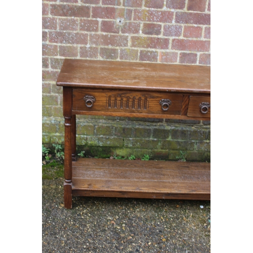 17 - VINTAGE PRIORY STYLE CONSOLE TABLE AND ONE OTHER 
120 X 37 X 75CM