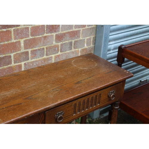 17 - VINTAGE PRIORY STYLE CONSOLE TABLE AND ONE OTHER 
120 X 37 X 75CM