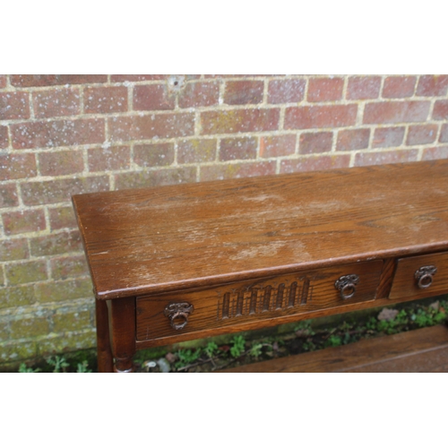17 - VINTAGE PRIORY STYLE CONSOLE TABLE AND ONE OTHER 
120 X 37 X 75CM