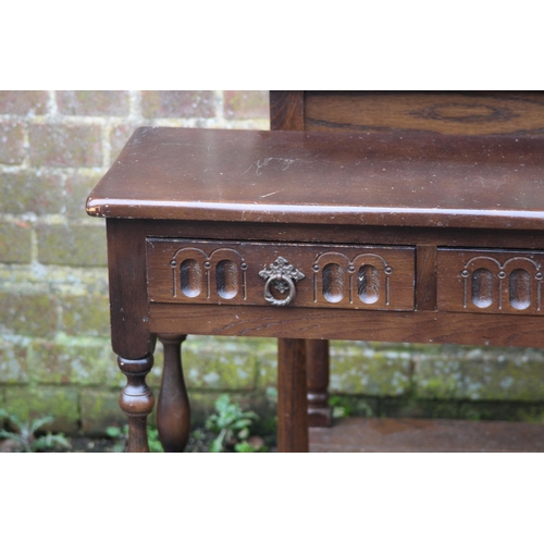 17 - VINTAGE PRIORY STYLE CONSOLE TABLE AND ONE OTHER 
120 X 37 X 75CM