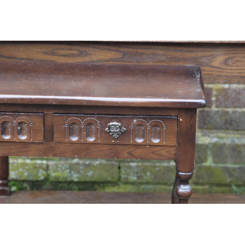 17 - VINTAGE PRIORY STYLE CONSOLE TABLE AND ONE OTHER 
120 X 37 X 75CM