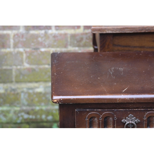 17 - VINTAGE PRIORY STYLE CONSOLE TABLE AND ONE OTHER 
120 X 37 X 75CM