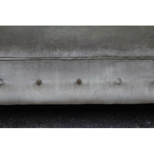 34 - VINTAGE GREEN FABRIC CHESTERFIELD SOFA 
170 X 80 X 67CM