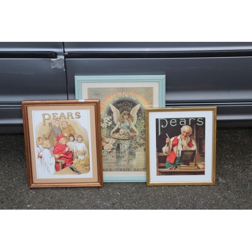 67 - ENO ADVERTISING PRINT AND 2 PEAR PRINTS
35 x 46CM
