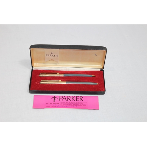 548 - BOXED PARKER PEN AND PENCIL SET IN 12CT ROLLED GOLD