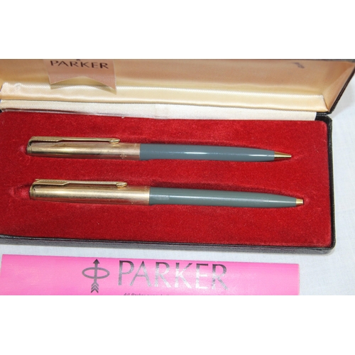548 - BOXED PARKER PEN AND PENCIL SET IN 12CT ROLLED GOLD