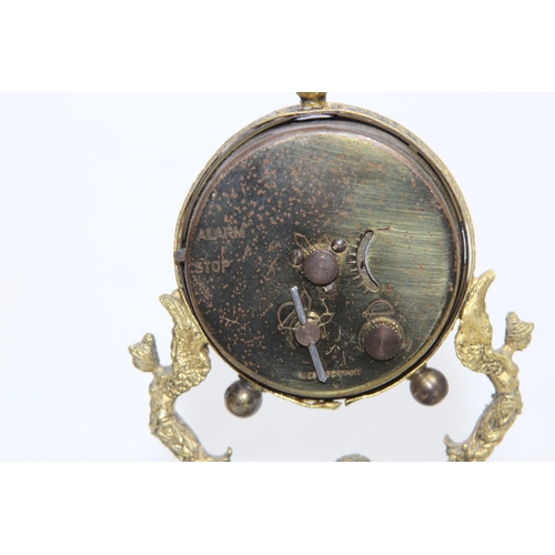 550 - ANTIQUE GILT BRONZE AND ONYX BOUDOIR CLOCK