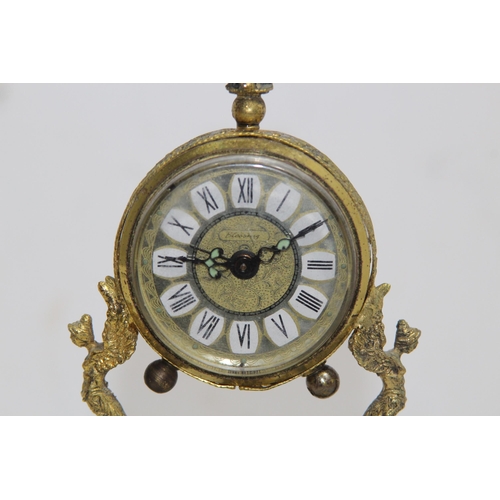 550 - ANTIQUE GILT BRONZE AND ONYX BOUDOIR CLOCK