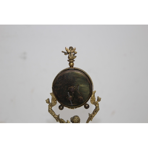 550 - ANTIQUE GILT BRONZE AND ONYX BOUDOIR CLOCK