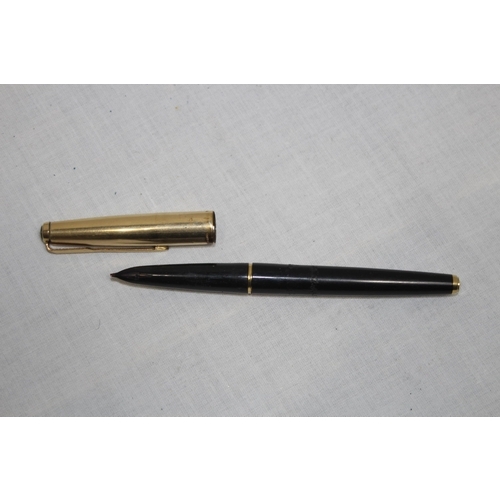547 - THREE 1/10 12 CT ROLLED GOLD PARKER FOUNTAIN PENS ROLLED GOLD SECTIONS - 27.6 GRAMS