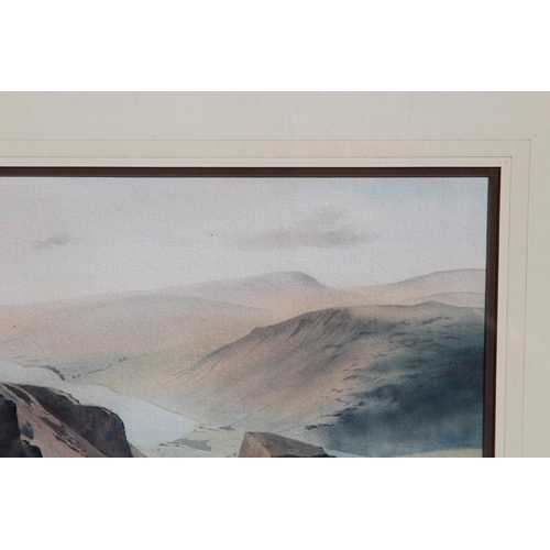 77 - SIGNED J. CAMPBELL 87 WATERCOLOUR OF A MOUNTAIN SCENE
57 X 75CM