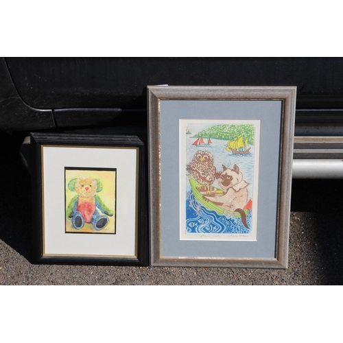 78 - SIGNED LIMITED EDITION PRINT CAPTAIN CAT AND A SIGNED WATERCOLOUR OF A TEDDY BEAR
33 X 46CM