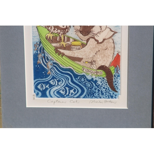 78 - SIGNED LIMITED EDITION PRINT CAPTAIN CAT AND A SIGNED WATERCOLOUR OF A TEDDY BEAR
33 X 46CM