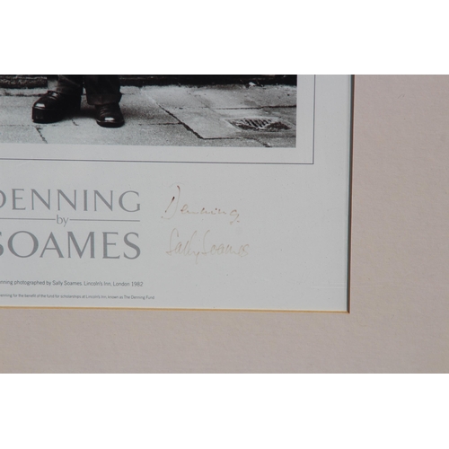 79 - LIMITED EDITION PRINT OF LORD DENNING SIGNED BY HIMSELF AND PHOTOGRAPHER SALLY SOAMES
52 X 68CM