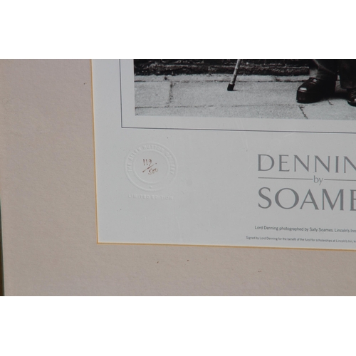 79 - LIMITED EDITION PRINT OF LORD DENNING SIGNED BY HIMSELF AND PHOTOGRAPHER SALLY SOAMES
52 X 68CM