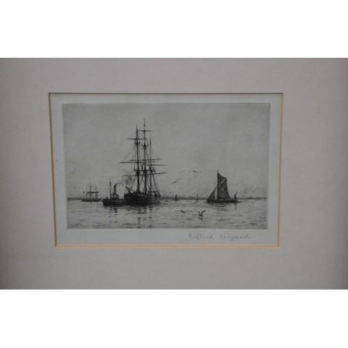 90 - TWO SIGNED WATERCOLOURS OF SAIL BOATS AND A DRAWING OF A SAIL SHIP AND TENDER 
44 X 31CM