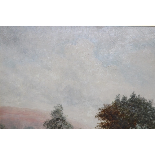 94 - OIL PAINTING OF DAWN RIVER SCENE IN GILT FRAME
33 X 28CM