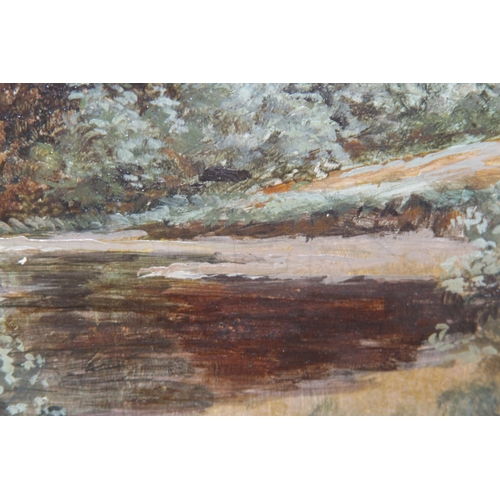 94 - OIL PAINTING OF DAWN RIVER SCENE IN GILT FRAME
33 X 28CM