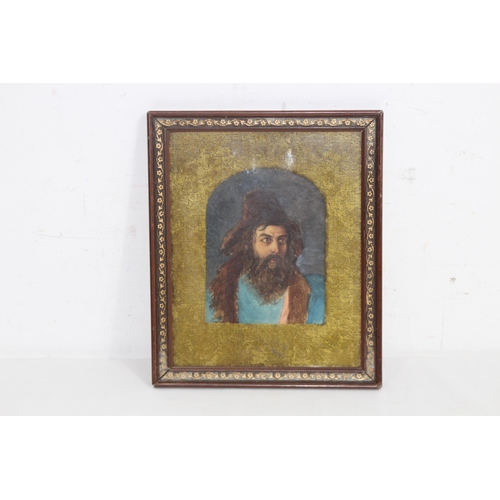 95 - STARE-Y ODD PORTRAIT IN WATERCOLOUR OF BREADED ASIAN MAN 
29 X 24CM