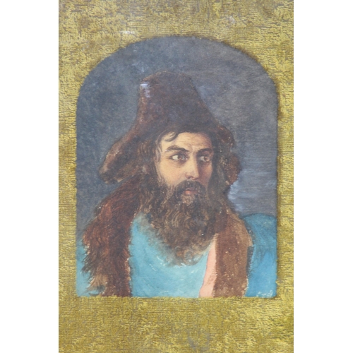 95 - STARE-Y ODD PORTRAIT IN WATERCOLOUR OF BREADED ASIAN MAN 
29 X 24CM