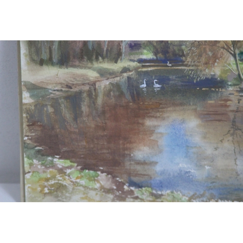 97 - JOY BRAND 1993 WATERCOLOUR OF BASINGSTOKE CANAL 
30 X 23CM