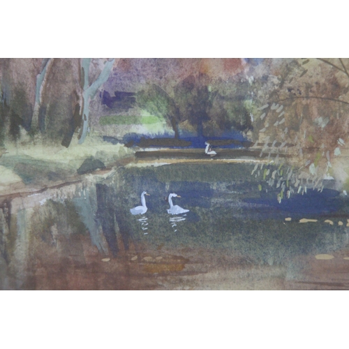 97 - JOY BRAND 1993 WATERCOLOUR OF BASINGSTOKE CANAL 
30 X 23CM