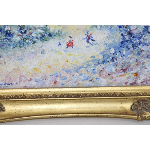 110 - SIGNED JUNE LOCKHART OIL ON BOARD 
24 X 19CM